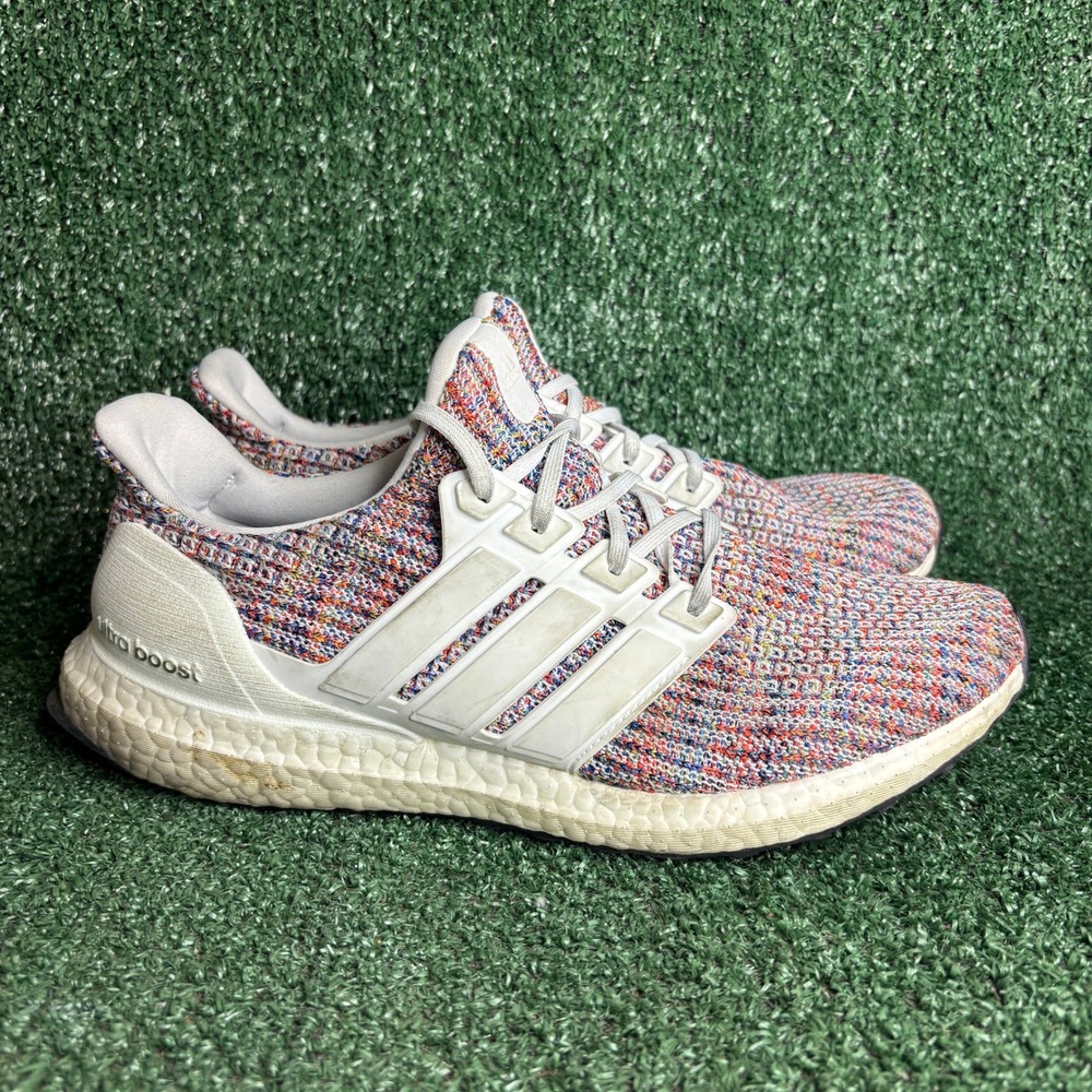 Adidas UltraBoost 4.0 Multi-Color Primeknit Running Sneakers White Mens Size 10